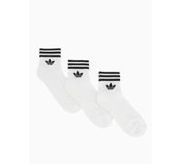 adidas Originals Women's 3 Stripe Ankle Socks 3 Pack - White, White, Size Xl, Women White