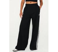 adidas Originals Womens 3 Stripe Wide Leg French Terry Pant - Black, Black, Size Xs, Women Black