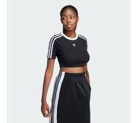 ADIDAS Originals Womens 3-Stripes Baby Tee - Black Cotton - Size 2XS