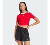 adidas Originals Womens 3-Stripes Baby Tee - Red material_cotton - Size X-Small