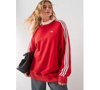 adidas Originals Women's 3 Stripes Oversized Adilenium Crew Sweater, Red, Size L, Women Red