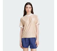 ADIDAS Originals Womens Adicolor 3-Stripes Pinstripe Tee - Beige Recycled Material - Size X-Small
