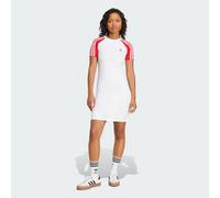 adidas Originals Womens Adicolor 3-Stripes Raglan Short Sleeve Dress - White Cotton - Size Small