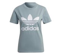 adidas Originals Womens Adicolor Classics Trefoil Tee - Silver Cotton - Size 6 UK