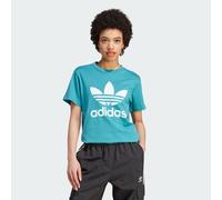 adidas Originals Womens Adicolor Classics Trefoil Tee - Turquoise Cotton - Size 2XS
