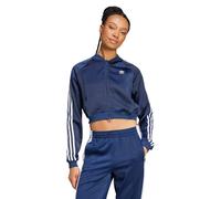 adidas Originals Women's Adicolor Satin Track Top Navy Full Zip Bomber Jacket OG