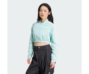 ADIDAS Originals Womens Adicolor Teamgeist Cropped Track Top - Turquoise Recycled Material - Size Small