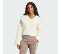 adidas Originals Womens Deep V-Neck Sweatshirt - Cream - Size Large