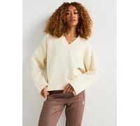 adidas Originals Women's Deep V-Neck Sweatshirt, Cream White, Size L, Women Cream White