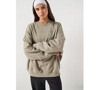adidas Originals Women's Essential Linear Crew, Silver Pebble, Size L, Women Ilver Pebble