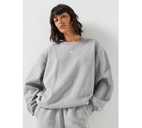 Adidas Originals Essentials Fleece Long Oversized Crew Sweatshirt Grey M Women