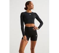 adidas Originals Womens Essentials Ribbed Crop Long-sleeve Top - Black, Black, Size L, Women Black
