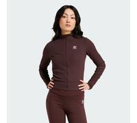 adidas Originals Womens Essentials Ribbed Full-Zip Track Top - Brown Cotton - Size Small