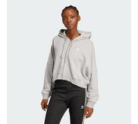 adidas Originals Womens Essentials Short Full-Zip French Terry Hoodie - Light Grey Cotton - Size Medium