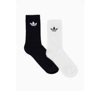 adidas Originals Women's Fluffy Crew Socks 2 Pack, Off White/Black, Size S, Women Off White/Black