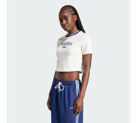 adidas Originals Womens Graphic Badge Slim 3-Stripes Tee - White Cotton - Size Medium