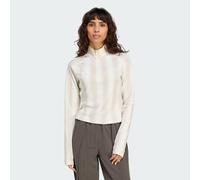 ADIDAS Originals Womens Half-Zip Graphic Football Long-Sleeve Top - Off-White - Size Medium