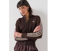 adidas Originals Women's Knitted Crochet Firebird Track Top, Aurora Coffee, Size S, Women Aurora Coffee