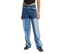 adidas Originals Womens Kseniaschnaider Patchwork Straight Leg Jeans in Blue Denim - Size 29 Inch