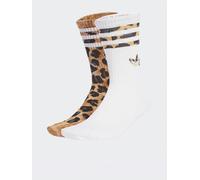 adidas Originals Women's Leopard Crew Socks 2 Pack, Brown/Black, Size M, Women Brown/Black