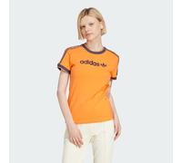adidas Originals Womens Linear Logo 3-Stripes Tee - Orange Cotton - Size Small