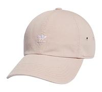 adidas Originals Women's Mini Logo Relaxed Adjustable Cap, Wonder Taupe Beige/White, One Size