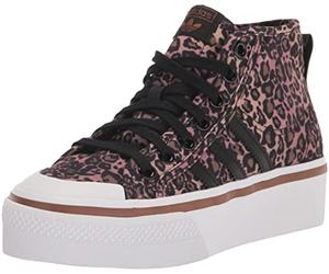 adidas Originals Womens Nizza Platform Mid Black/White/Wild Brown 6, 6