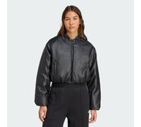 adidas Originals Womens Pleather Bomber Synthetic Down Jacket - Black - Size Small
