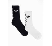adidas Originals Women's Ruffle Crew Socks 2 Pack - Black/White, White, Size M, Women White