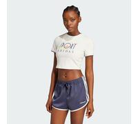adidas Originals Womens Sport Graphic Baby Tee - White Cotton - Size X-Small