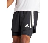 adidas Own The Run 3 Stripes Mens Running Shorts Black 2 In 1 Compression Sports