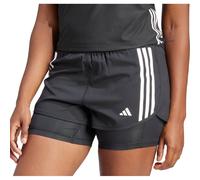 adidas Own The Run 3 Stripes Womens Running Shorts Black 2 In 1 Twin Short
