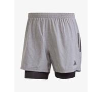 adidas Own the Run CLIMACOOL 2-in-1 Shorts grey black - XS