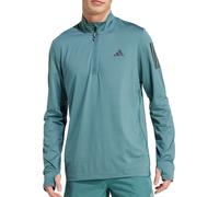 adidas Own The Run Mens Running Top Green Long Sleeve Half Zip Reflective Jersey