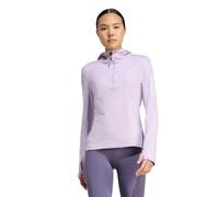 adidas Women's Own the Run Winterized Hooded Half-Zip, powder plum, L