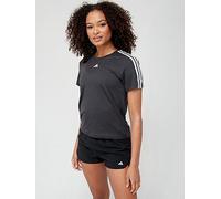 adidas Women's AEROREADY Train Essentials 3-Stripes Tee, Black/White, XS