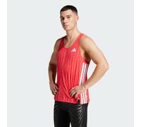 adidas Performance Mens Adizero Running Singlet - Red Recycled Material - Size Large