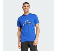 adidas Performance Mens Train Essentials Camo Graphic Logo Tee - Blue Recycled Material - Size Small