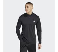 adidas Performance Mens Train Essentials Seasonal Training 1/4-Zip Long Sleeve Tee - Black/White Recycled Material - Size Large