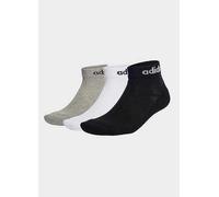 adidas Unisex Linear Ankle Cushioned Socks 3 Pairs, Medium Grey Heather/White/Black, 6.5-8