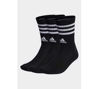 adidas Unisex 3-Stripes Cushioned Crew Socks 3 Pairs, Black / White, 4.5-6