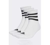 adidas Unisex 3-Stripes Cushioned Sportswear Mid-Cut Socks 3 Pairs, White / Black, 6.5-8