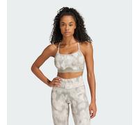 adidas Performance Womens Aeroreact Training Essentials Light-Support Allover Print Bra - Off-White Recycled Material - Size M (A-B)