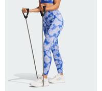 adidas Performance Womens Optime Essentials Allover Print Flower Tie-Dye Leggings - Blue Recycled Material - Size Medium