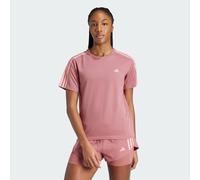 adidas Performance Womens Own the Run 3-Stripes Tee - Pink Recycled Material - Size X-Large