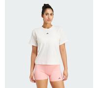 adidas Performance Womens Power Back-Cutout 3-Stripes Tee - White Recycled Material - Size Small