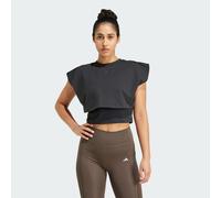 adidas Performance Womens Power Boxy French Terry 3-Stripes Tank Top - Black Recycled Material - Size Large