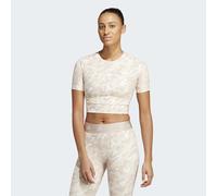adidas Performance Womens Techfit Camo Print Crop Training Tee - Taupe Recycled Material - Size Small