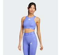 adidas Performance Womens Techfit Medium-Support High-Neck Print Bra - Blue Recycled Material - Size 2XL (C-D)