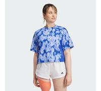 adidas Performance Womens Train Essentials Allover Print Flower Tie-Dye Tee - Blue Recycled Material - Size Large